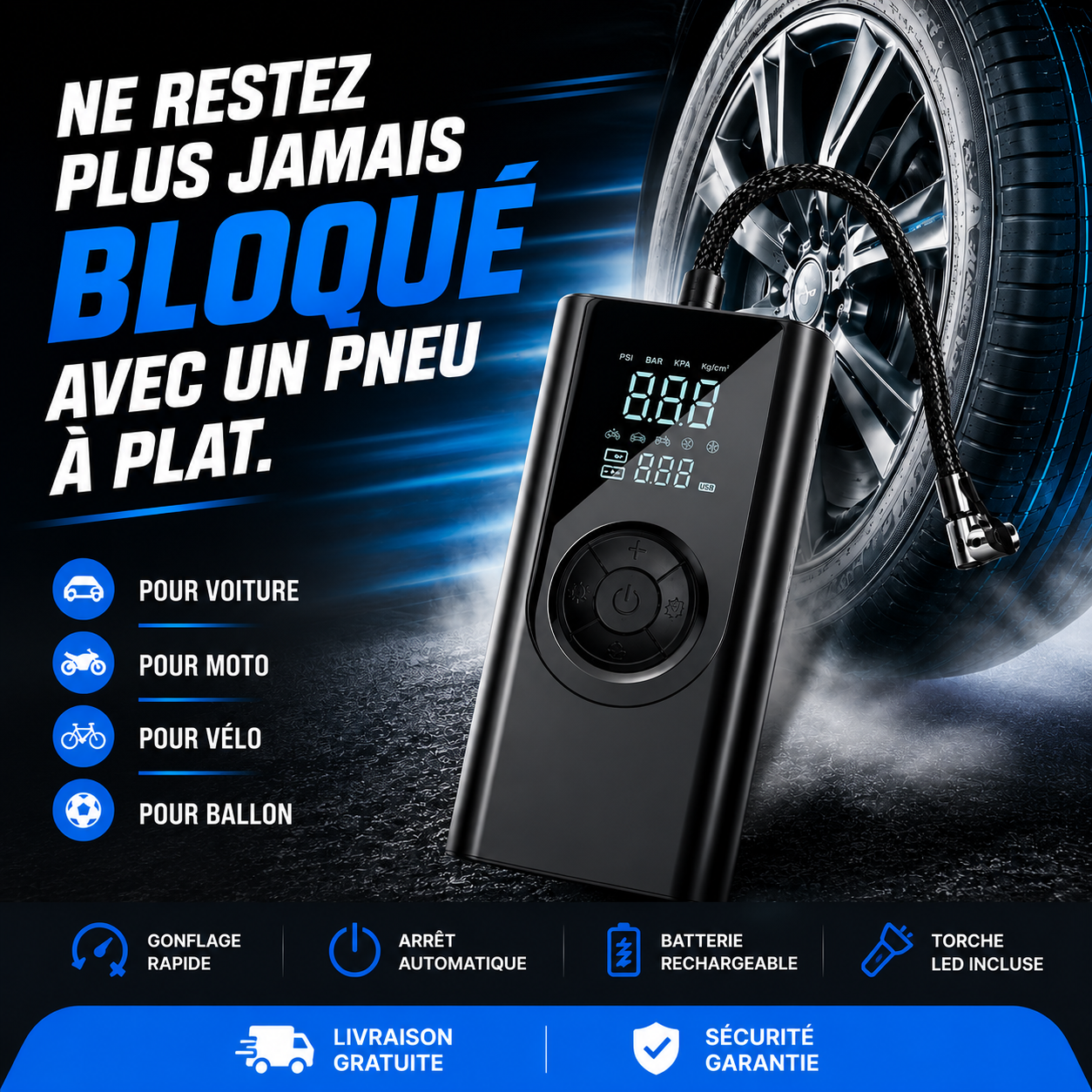 Gonflez rapidement pratiquement n'importe quoi en quelques minutes pour une tranquillité d'esprit totale